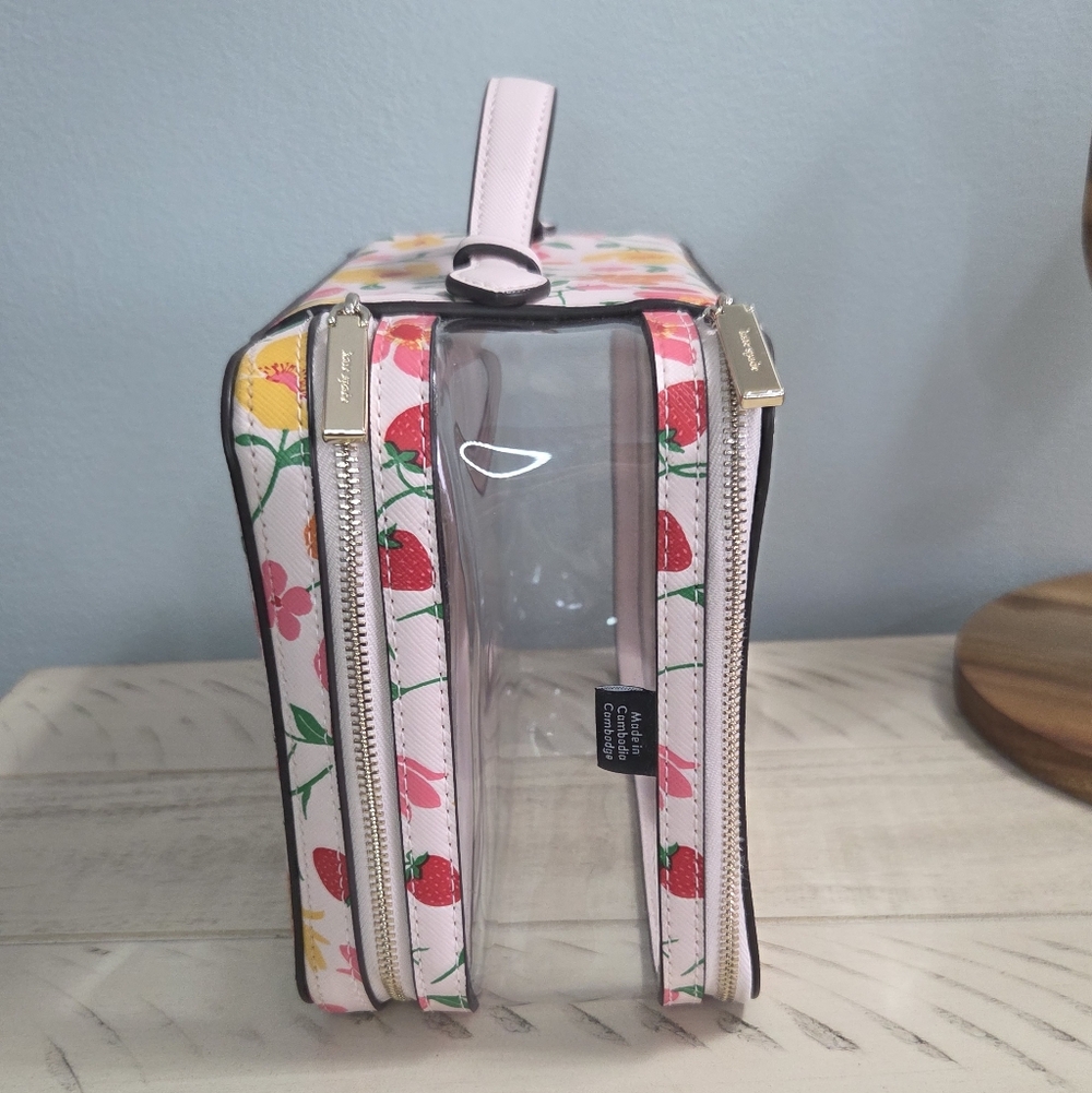 Kate Spade Madison Strawberry Garden Travel Transparent Cosmetic Case, EUC - Picture 4 of 13